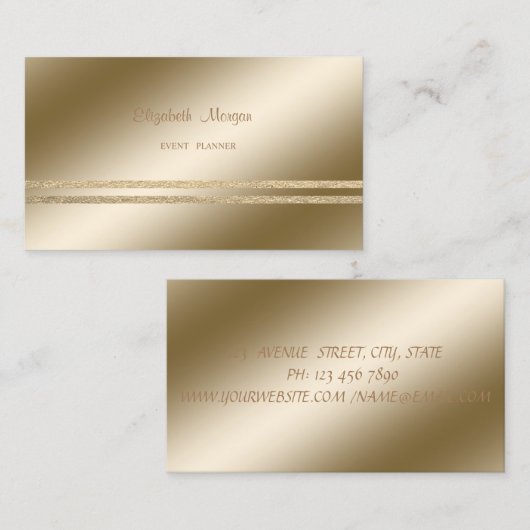 エレガントスタイリッシュフェイク金ゴールドストライプの 名刺 (正面/裏面)