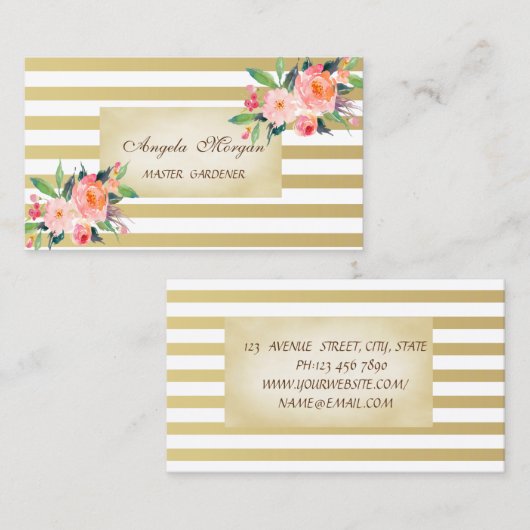 エレガントスタイリッシュプロフェッショナルフローラ 名刺 (正面/裏面)