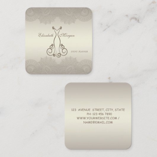 エレガントスタイリッシュプロフェッショナル スクエア名刺 (正面/裏面)