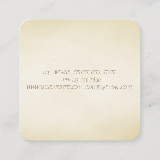 エレガントスタイリッシュプロフェッショナル、ヴィンテージ、フレーム スクエア名刺 (裏面)