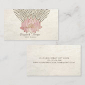 エレガントスタイリッシュプロフェッショナル、金ゴールドドットロータス 名刺 (正面/裏面)