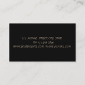 エレガントスタイリッシュプロフェッショナル、黒、枠 名刺 (裏面)