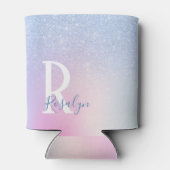 エレガントスタイリッシュモダングラデーション青グリッター 缶クーラー (裏面)