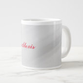 エレガントスタイリッシュモダングレーの赤い名前 ジャンボコーヒーマグカップ (正面右)