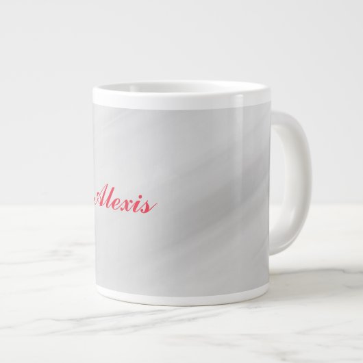 エレガントスタイリッシュモダングレーの赤い名前 ジャンボコーヒーマグカップ (正面右)