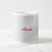 エレガントスタイリッシュモダングレーの赤い名前 ジャンボコーヒーマグカップ (正面)