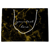 エレガントスタイリッシュモダンシックな黒と金ゴールドの大理石 ラージペーパーバッグ (正面)