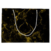 エレガントスタイリッシュモダンシックな黒と金ゴールドの大理石 ラージペーパーバッグ (裏面)