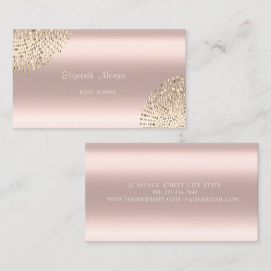 エレガントスタイリッシュモダンシンプルバラ金ゴールド 名刺 (正面/裏面)