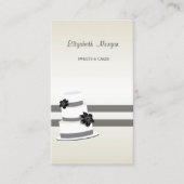 エレガントスタイリッシュモダンストライプの，ケーキ 名刺 (正面)