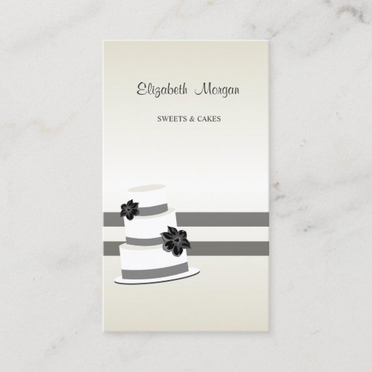 エレガントスタイリッシュモダンストライプの，ケーキ 名刺 (正面)