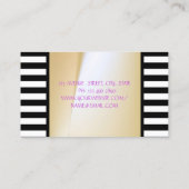 エレガントスタイリッシュモダンストライプ、女の子のシルエット 名刺 (裏面)