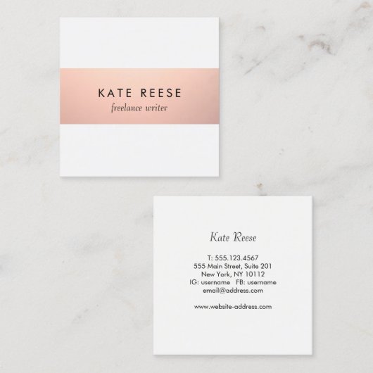 エレガントスタイリッシュモダンバラ金ゴールドストライプ スクエア名刺 (正面/裏面)