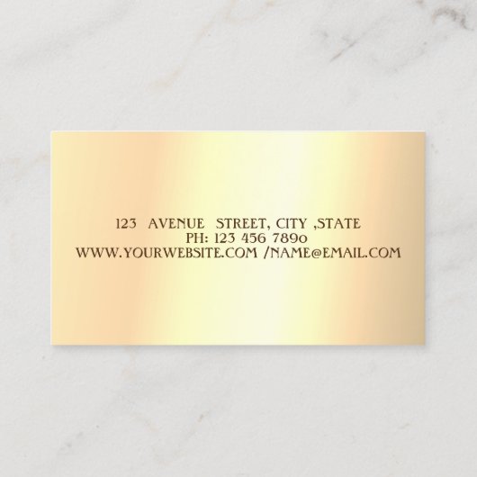 エレガントスタイリッシュモダンフェイク金ゴールドグリッター 名刺 (裏面)