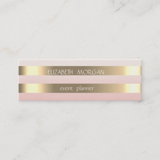 エレガントスタイリッシュモダンフェイク金ゴールドストライプの,ピンク スキニー名刺 (正面)