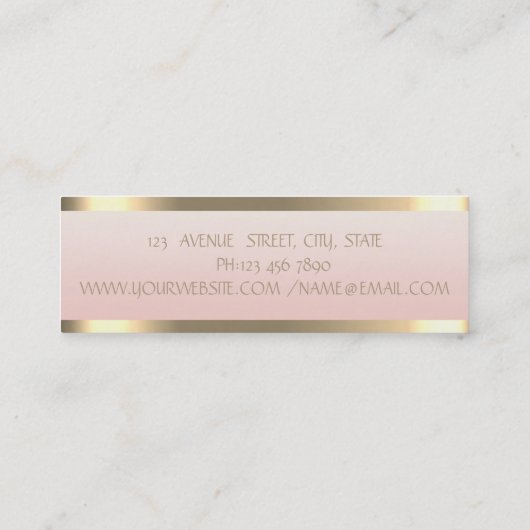 エレガントスタイリッシュモダンフェイク金ゴールドストライプの，ピンク スキニー名刺 (裏面)