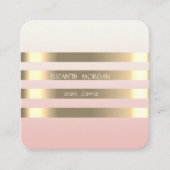 エレガントスタイリッシュモダンフェイク金ゴールドストライプの,黒 スクエア名刺 (正面)