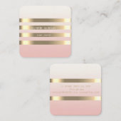 エレガントスタイリッシュモダンフェイク金ゴールドストライプの，黒 スクエア名刺 (正面/裏面)