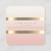 エレガントスタイリッシュモダンフェイク金ゴールドストライプの，黒 スクエア名刺 (裏面)