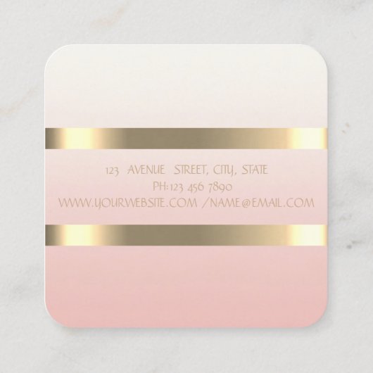 エレガントスタイリッシュモダンフェイク金ゴールドストライプの,黒 スクエア名刺 (裏面)