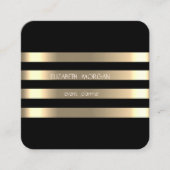 エレガントスタイリッシュモダンフェイク金ゴールドストライプの,黒 スクエア名刺 (正面)