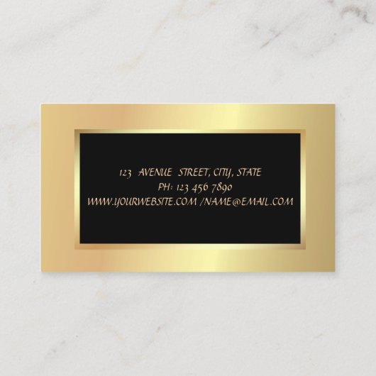 エレガントスタイリッシュモダンフェイク金ゴールドストライプ 名刺 (裏面)