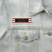 エレガントスタイリッシュモダンフレーム、赤ストライプ色 名札 (インサイチュ)