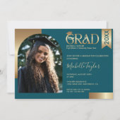 エレガントスタイリッシュモダン写真高校卒業生 招待状 (正面)