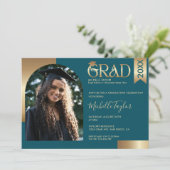 エレガントスタイリッシュモダン写真高校卒業生 招待状 (スタンド正面)