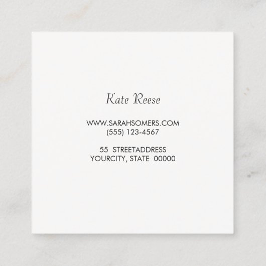 エレガントスタイリッシュモダン白フェイク銀ストライプの スクエア名刺 (裏面)