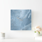 エレガントスタイリッシュモダン赤ちゃん青い大理石 スクエア壁時計 (ホーム)