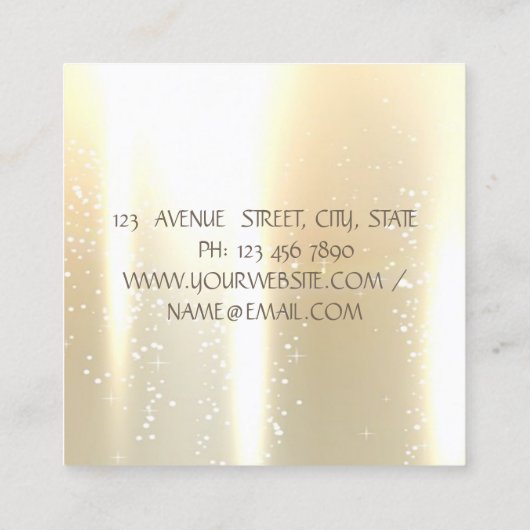 エレガントスタイリッシュモダン金ゴールドグリッターフェイクー スクエア名刺 (裏面)