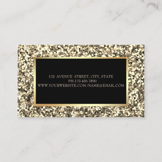 エレガントスタイリッシュモダン金ゴールドグリッター，フレーム 名刺 (裏面)