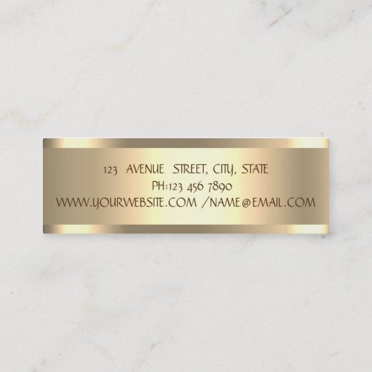 エレガントスタイリッシュモダン金ゴールドストライプの スキニー名刺 (裏面)