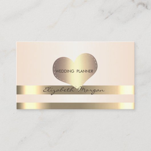 エレガントスタイリッシュモダン金ゴールドストライプ、ハート 名刺 (正面)