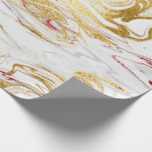 エレガントスタイリッシュモダン金ゴールド白大理石様顔 ラッピングペーパー (角)
