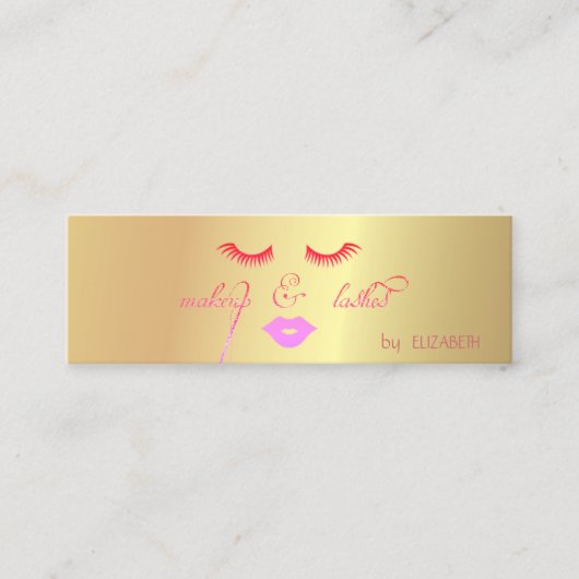 エレガントスタイリッシュモダン金ゴールド,唇,発疹,化粧 スキニー名刺 (正面)