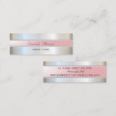 エレガントスタイリッシュモダン銀ストライプ銀 スキニー名刺 (正面/裏面)