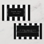 エレガントスタイリッシュモダン,ストライプの，黒フレーム 名刺 (正面/裏面)