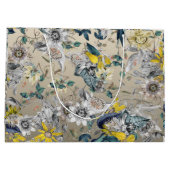 エレガントスタイリッシュヴィンテージ金ゴールドイエローグレーフローラ ラージペーパーバッグ (裏面)