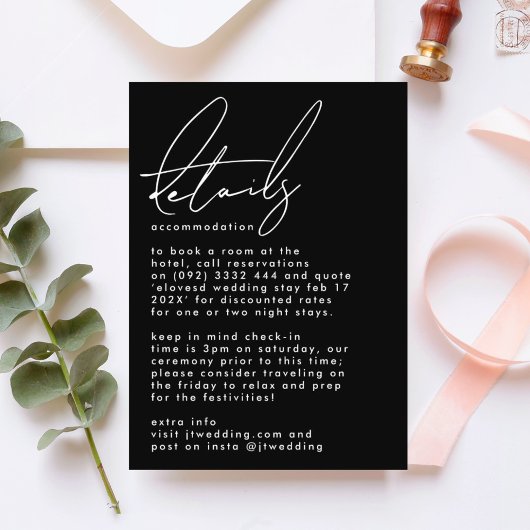 エレガントスタイリッシュ名前をカスタムする結婚白黒 エンクロージャーカード