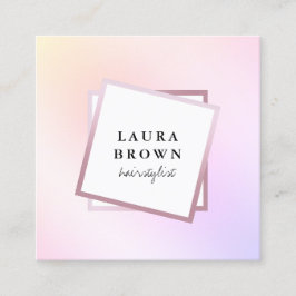 エレガントスタイリッシュ幾何ホログラフィックヘアスタイリスト スクエア名刺
