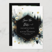 エレガントスタイリッシュ林結婚の セーブザデート (正面/裏面)