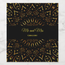 エレガントスタイリッシュ民族曼荼羅の黒華美金ゴールド