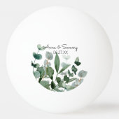 エレガントスタイリッシュ水色結婚葉 卓球ボール (裏面)