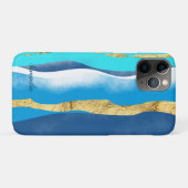 エレガントスタイリッシュ海波青金ゴールド水色 Case-Mate iPhoneケース (裏面(横))