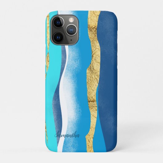 エレガントスタイリッシュ海波青金ゴールド水色 Case-Mate iPhoneケース (裏)