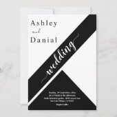 エレガントスタイリッシュ白モダン結婚の 招待状 (正面)