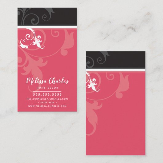 エレガントスタイリッシュ紅 名刺 (正面/裏面)