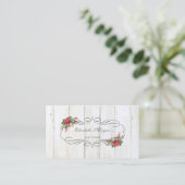 エレガントスタイリッシュ素朴シック、花、木の質感 名刺 (スタンド正面)